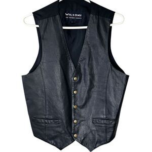 Wilson’s Leather Black Leather Western Moto Vest Size Medium